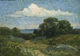 Landscape (trees and rocks by lake) by Edward Mitchell Bannister